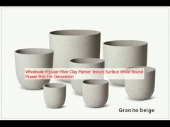 Groothandel Populaire Fiber Clay Planter Textuur Oppervlak Wit Ronde Bloempotten Voor Decoratie