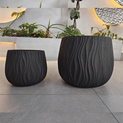 kopen Moderne ronde zware klei vezel Planter Hand gesneden voor thuis tuin decor online manufacture