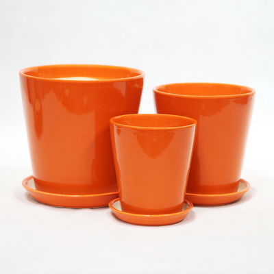 kopen Handgemaakte oranje keramische potten met afvoergaten online manufacture