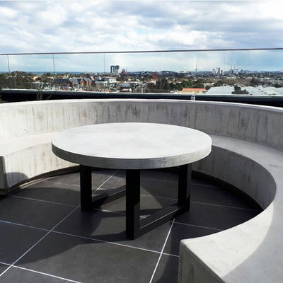 kopen Hoogwaardige robuuste GRC tafels Tuinbetonmeubelen Tafel sets in rechthoekige ronde vormen online manufacture