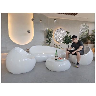 kopen Witte kleur glasvezel tafel stoel sets 4pcs meubels complete set sofa stoelen online manufacture
