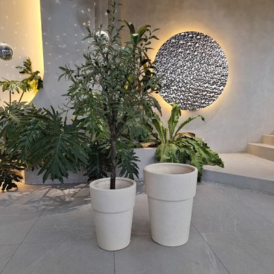 kopen Op maat gemaakte vezelcementpot met handgesneden afwerking De ultieme plantenschermoplossing online manufacture