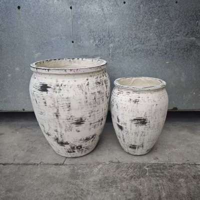 kopen Onregelmatige Zwarte Borstel Witte Ronde Vezelklei Planter Lobby Herinrichting online manufacture