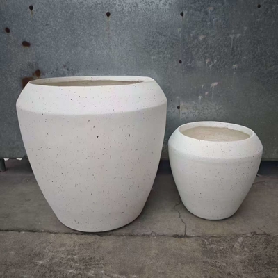 kopen matte wit gestippeld met kleine, donkere spikkels ronde vezelklei plantenbak lichtgewicht duurzaam onderhoudsarm bloempot vakantie Villa kantoordecoratie tuinlandschap project online manufacture