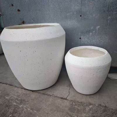 kopen Unieke kleine donkere vlekken Matte witte ronde van klei vezel Planter Resort Entrance Revamp online manufacture