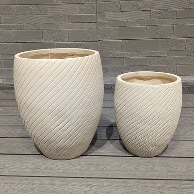 kopen Cilindrische Vorm Neutraal Beige Vezelklei Planter met Gelijkmatig Verdeelde Ribbels online manufacture