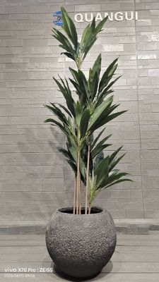 kopen Grijze Ronde Vezelklei Planter met Textuur en Natuurlijk Rotsachtig Patroon online manufacture