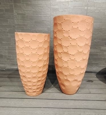 kopen Warm aardse terracotta ton ronde vezel klei planter met afgeronde tegels online manufacture