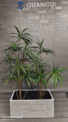 kopen Unieke Witte Bloempotten Horizontaal Gestapelde Ring Rechthoekige Fiberclay Tuinen Landschapsproject online manufacture