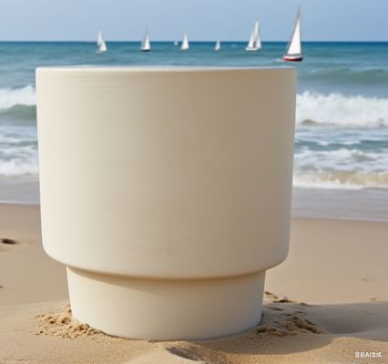 kopen licht beige tweelaagse structuur ronde vezelklei buitenplanter architectonisch landschapsontwerp online manufacture