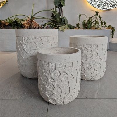 Blauw en geel ronde kleivezelplanter met vorstbestandheid