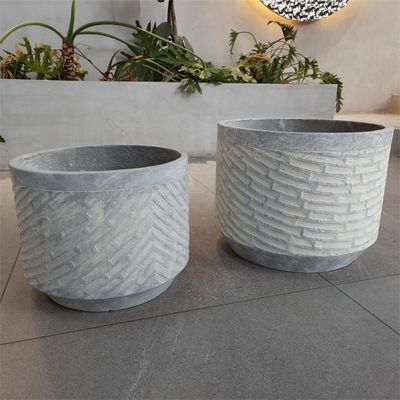 Unieke textuur Oppervlak Gelaagvezel Planter Frostbestendige Ronde bloempot met matte/glanzige afwerking