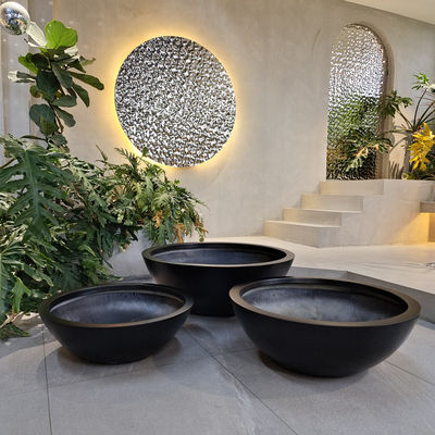Schotelvorm Zwarte glasvezel plantenpotten voor tuinvloer