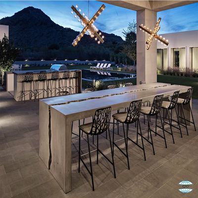 Contemporary Weerbestendige Outdoor Fiber Cement Beton Eet Tbale Set met stevige benen