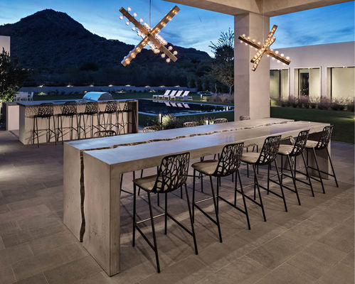 Grauwe betonnen rechthoekige patio tafel set buitenshuis GRC betonnen tafelbank