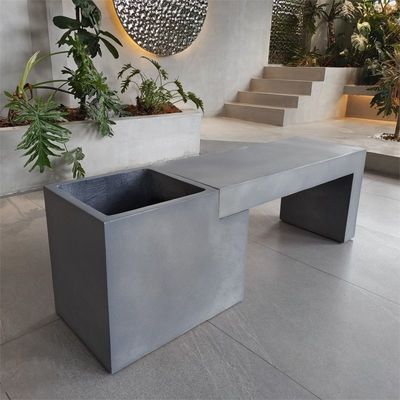 Rectangular GRC Beton Terras Tafel Tuinmeubelen Buiten Betonbanken