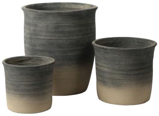 Buiten ronde cementplanterpotten vorstbestendig met afvoergaten