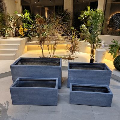 Groene kleivezel buitenplanters met een rechthoekige vorm, vorstbestendige bloempot