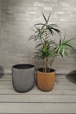 Zilveren tint Streeppatronen Ronde Kleefstof Planter Lichte dakplaten Tuinen Landschapsontwerp