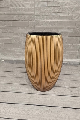 Hoog Gouden-Brown Hue Streep Ronde Fiber Clay Planter Home Deluxe Decoratie Project