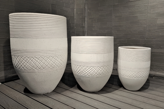 Hotselling witte textuur banden ronde glasvezel klei planten luxe decoratie project